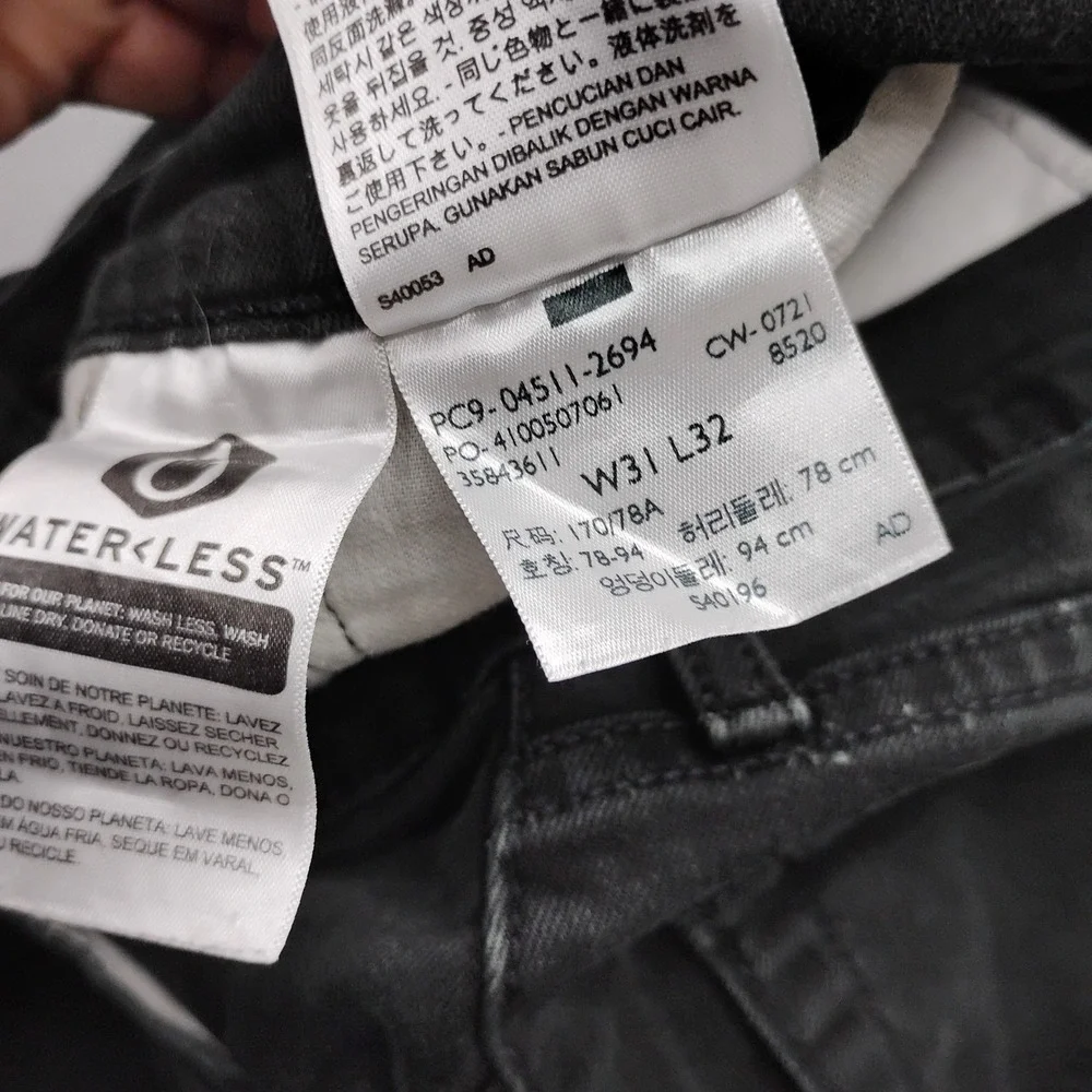 Levis 511 Slim Fit Jeans Mens 31x32 Faded Black Dark Grey Denim
